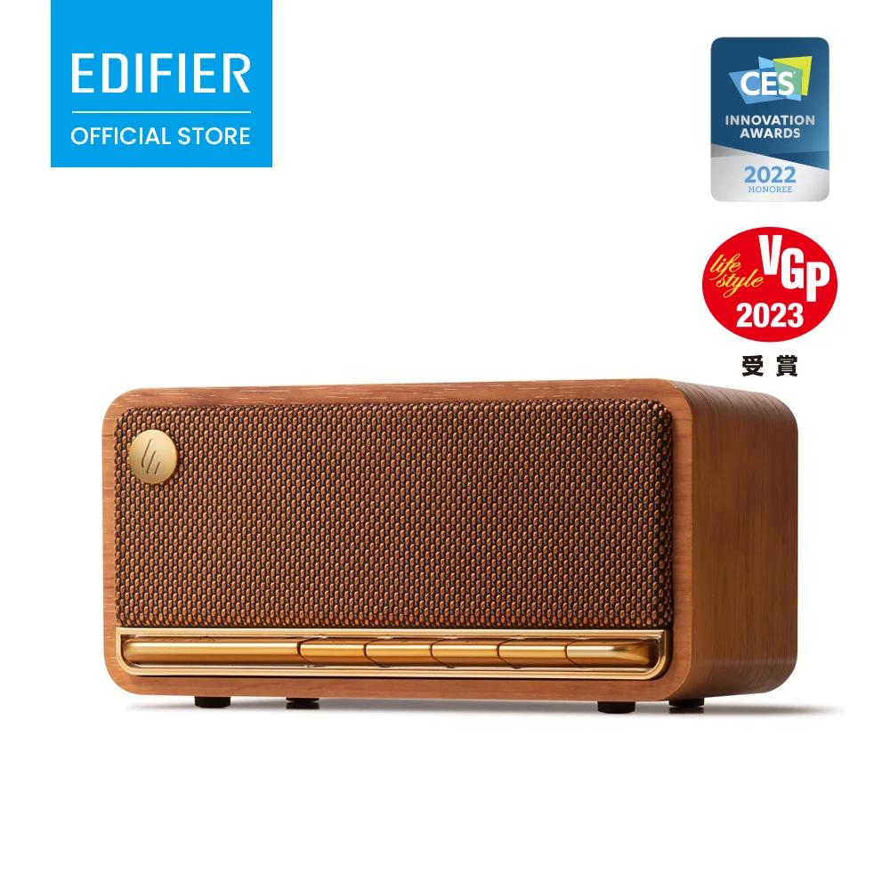 EDIFIER MP230 Enceinte Bluetooth Rétro de Table 20W Double Haut-parleur 48mm Autonomie 9H Charge Rapide AUX USB-C Carte TF Boutons Piano