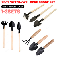 3Pcs/Set Shovel Rake Spade Set Mini Garden Tools Multifunction Bonsai Tools Set Wooden Handle Hand Planting Tools for Kids
