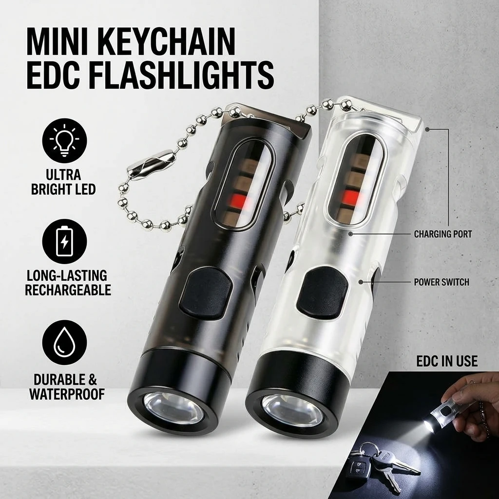 Multifunctional LED Mini Flashlight Portable USB Rechargeable Small Emergency Light with Pen Clip for Outdoor Use