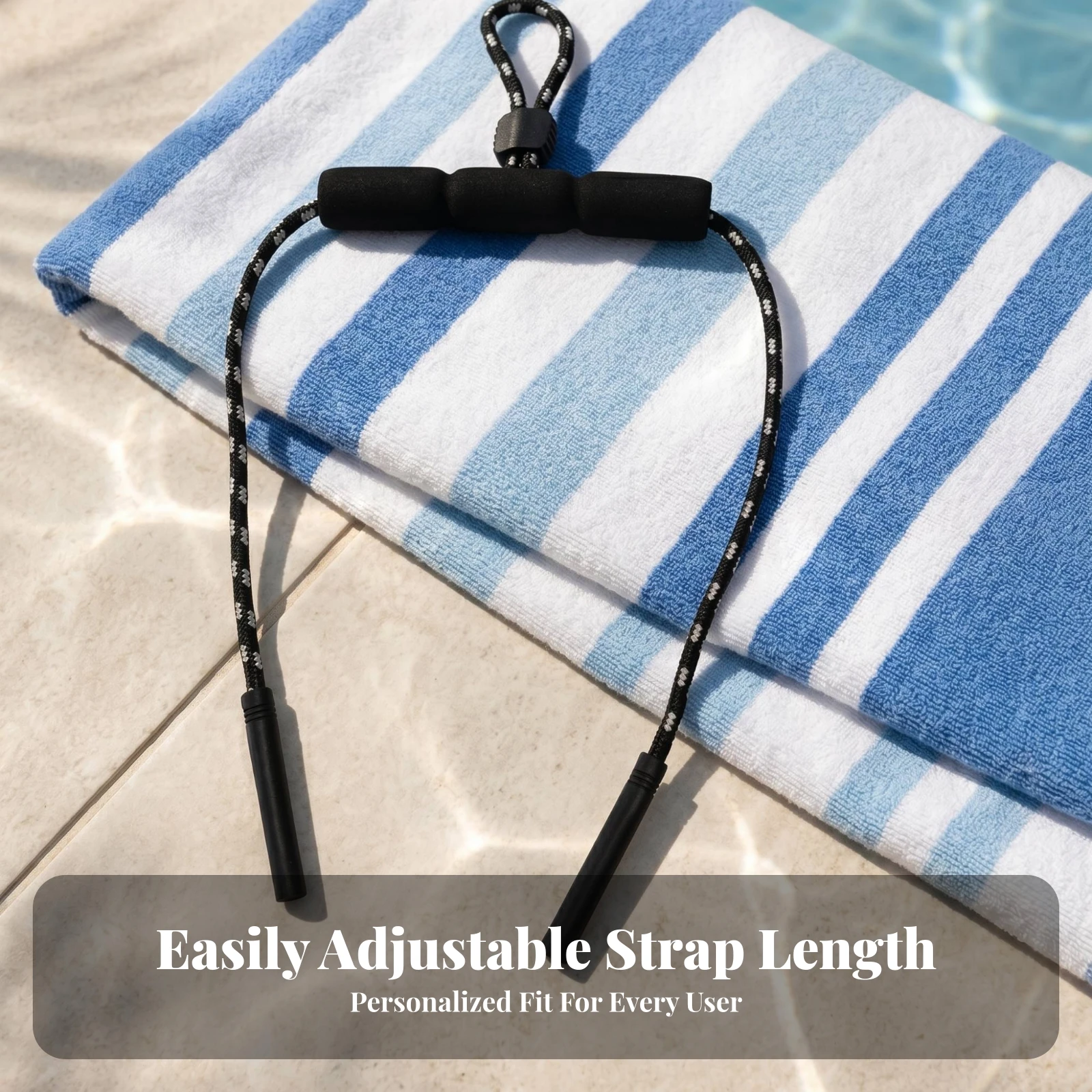 Floating Eyeglass Strap Sliding Adjuster Floating Glasses Strap Braided Eyeglass Cord Foam Middle
