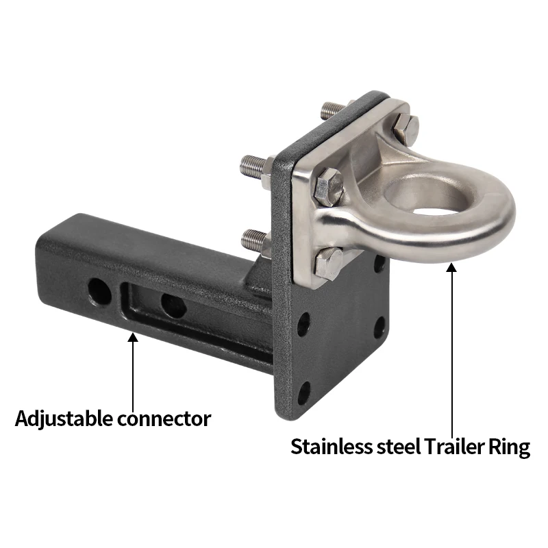 Adjustable Height and Detachable Trailer Ring Fits Rear Bumper 2inch Receiver Trailer Hitch Camp Trailer Car Accessories