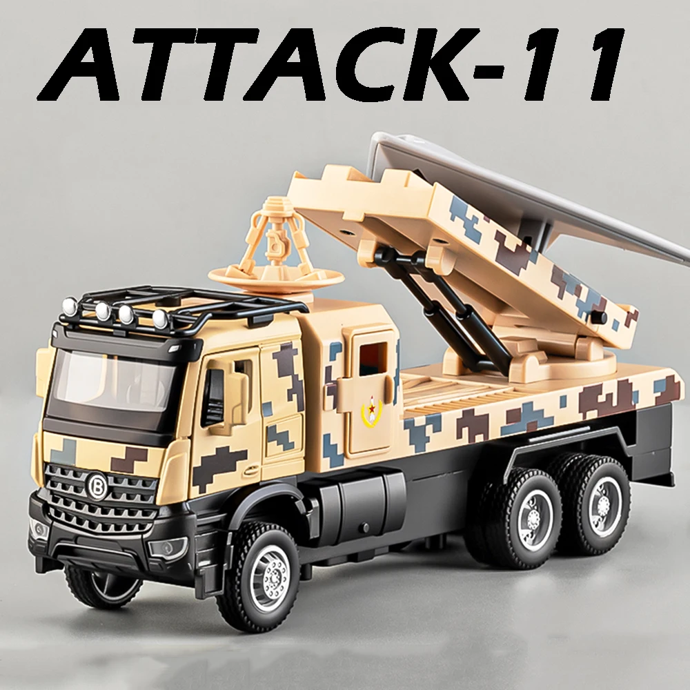 1:32スケール ATTACK-11 モデル玩具 メタルダイキャスト 軍用戦車輸送車両 サウンドライト プルバック ドア開閉式 男の子向けギフト
