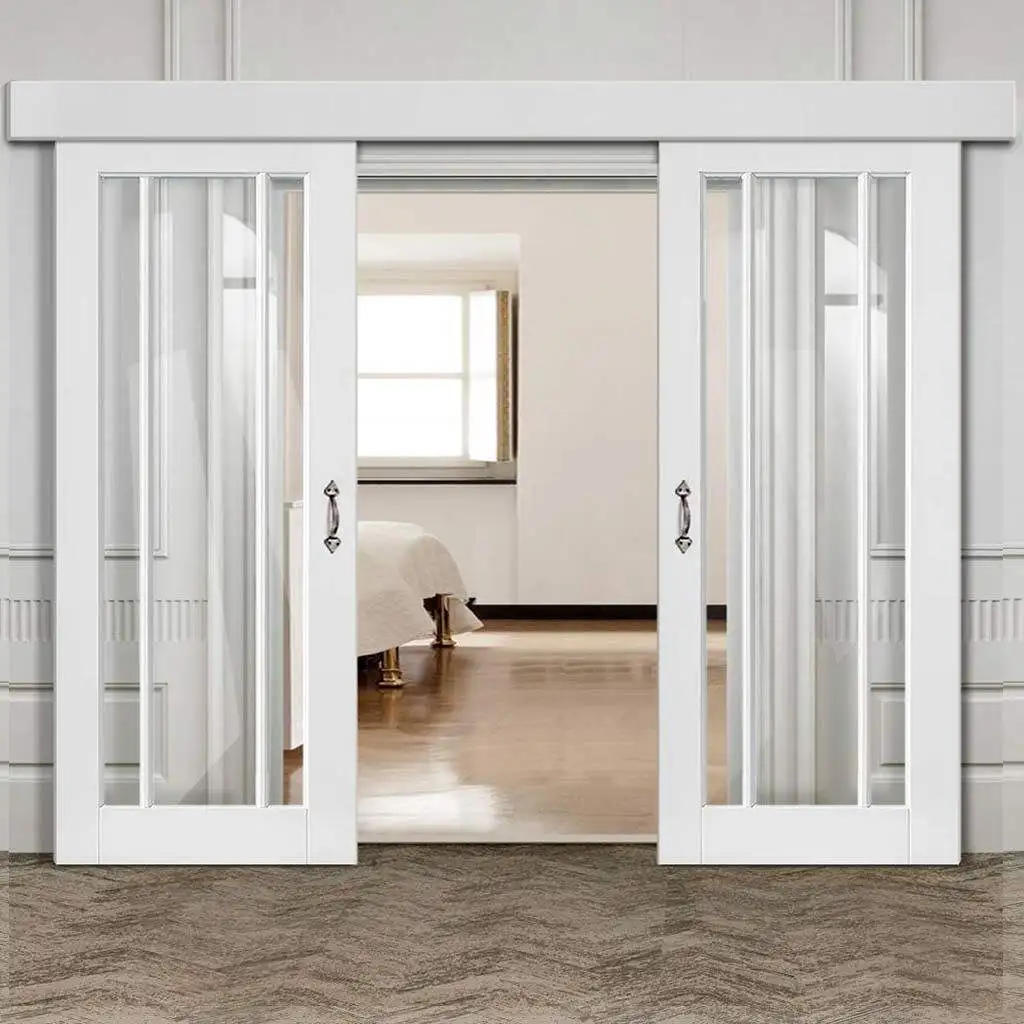 Exquisite Bedroom Thick Aluminum Frame Double Layer Glass Door Hidden Track Design High End Sliding Door Anti Theft Sliding Door
