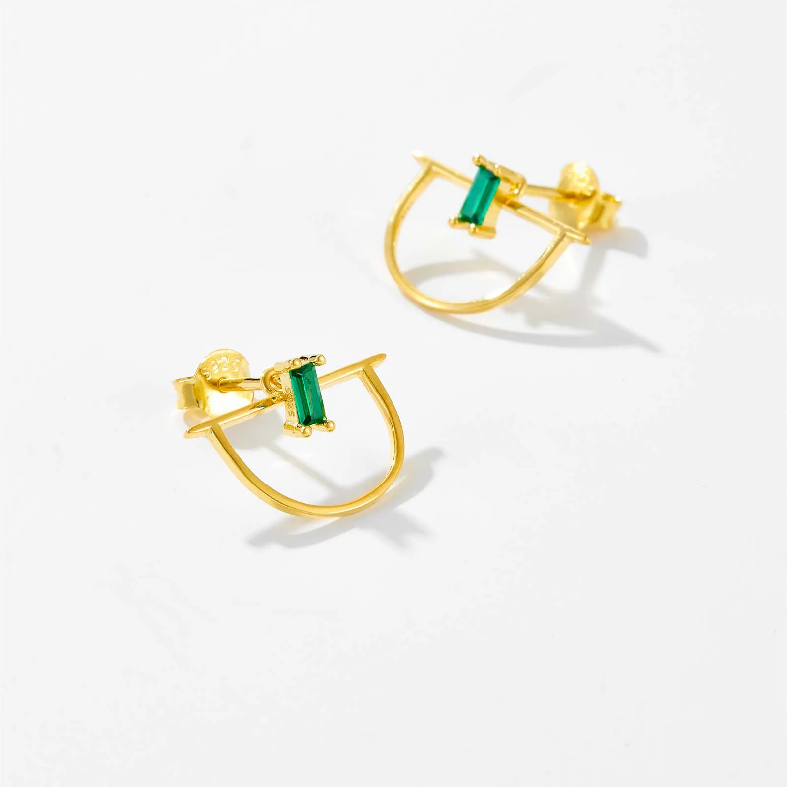 ANDYWEN-925 Sterling Silver and Gold Green CZ Zircon Stud Earring, Clipes Piercing, Jóias Finas de Luxo, Primavera, 2022