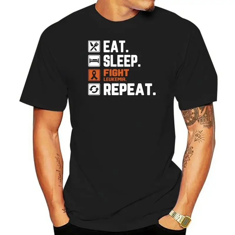 Men T Shirt Fight Leukemia Eat Sleep Repeat Shirt Women T-Shirt