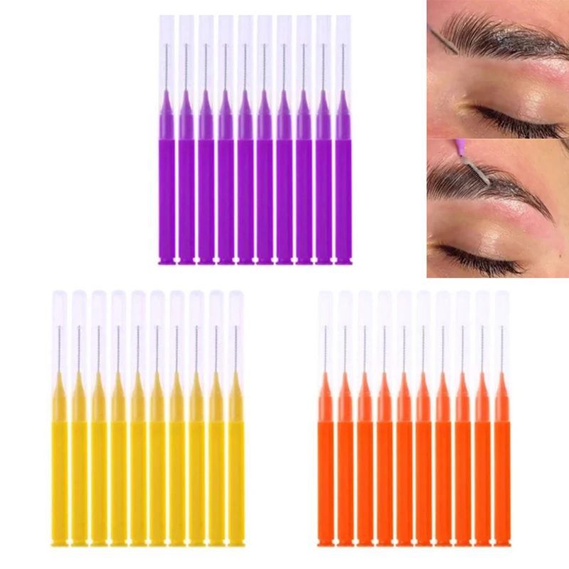 10pcs Eyebrow Bendable Micro Brushes Disposable Microbrush Applicators Eyelash Extensions Eyelash Glue Cleaning Brush