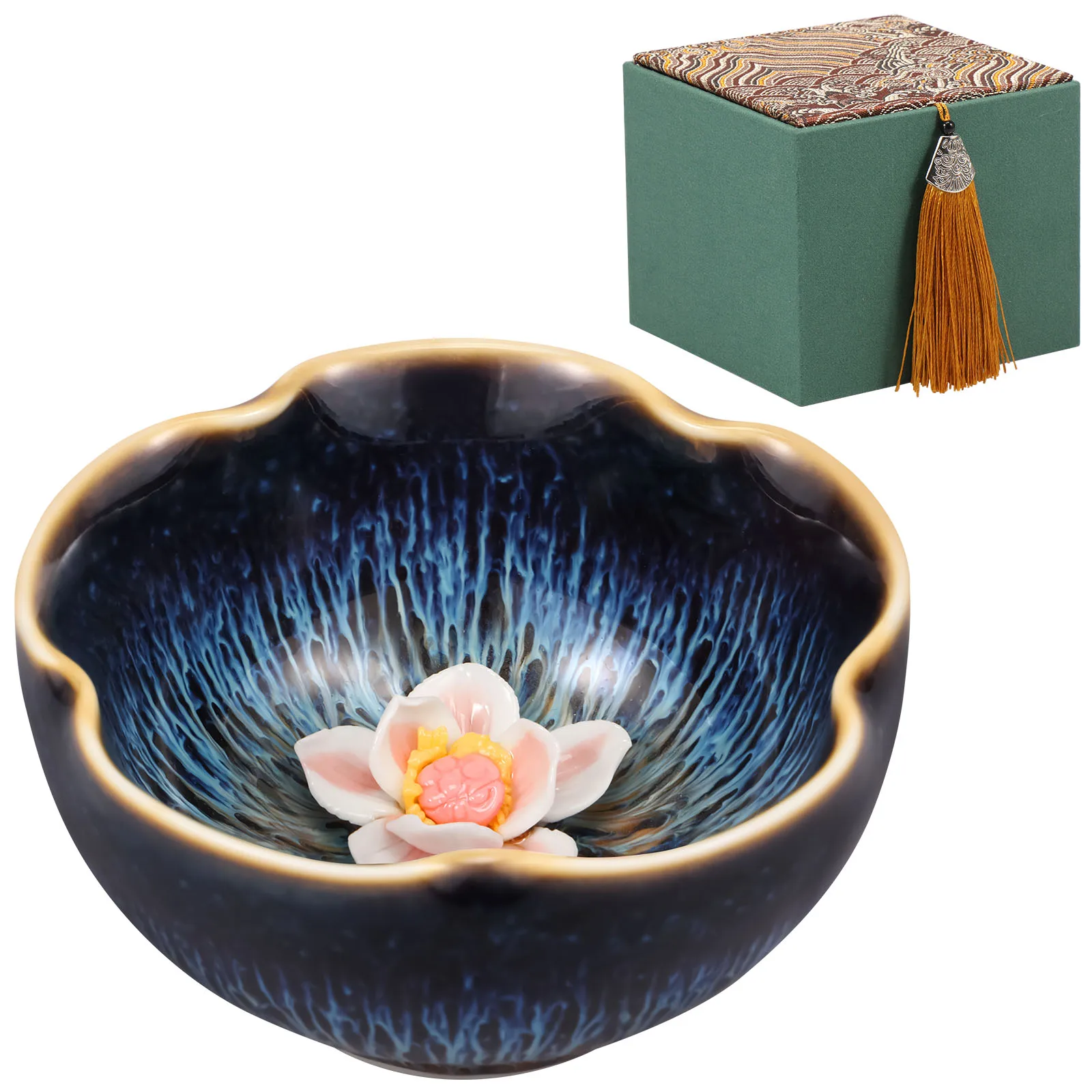 

Ceramic Tea Cup with Peony Flower 3oz Kungfu Tea Bowl Exquisite Chinese Tea Bowl Vintage Porcelain Tea Cup Tenmokus Tea Cup
