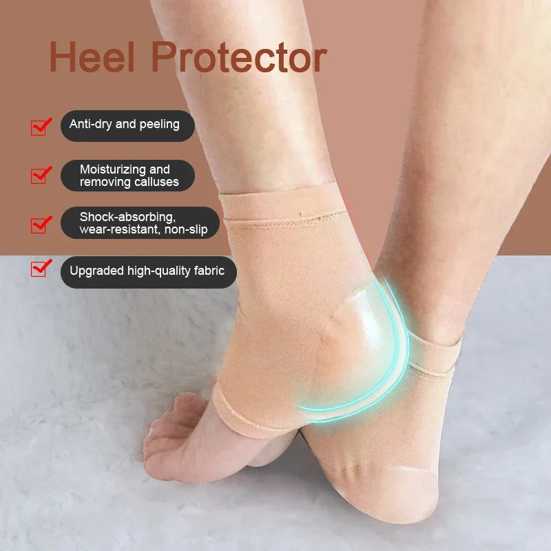 Nylon Silicone Heel Protectors Socks Anti-Crack Anti Slip Breathable Reduce Pressure Foot Care Pads Cover Half-yard Socks Unisex