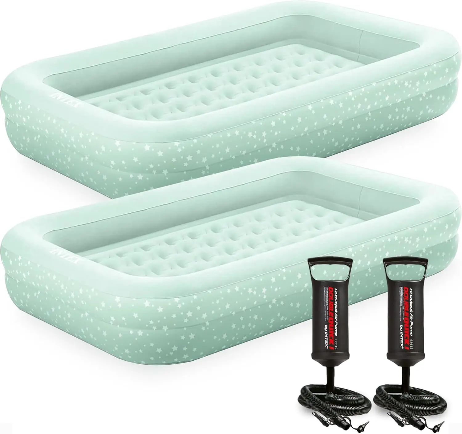 

Kids Travel Air Mattress Inflatable Bed Set with Raised Sides, Hand Pump, and Carrying Bag for Camping Trips and Sleepov