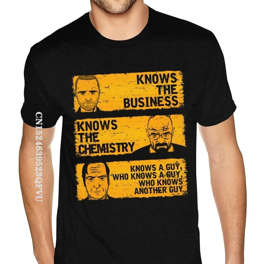 

Kawaii Breaking Bad T Shirt Knows A Guy T-Shirt Men Men Graphic England Style Tshirts Men Red Crew Tee Punk Style