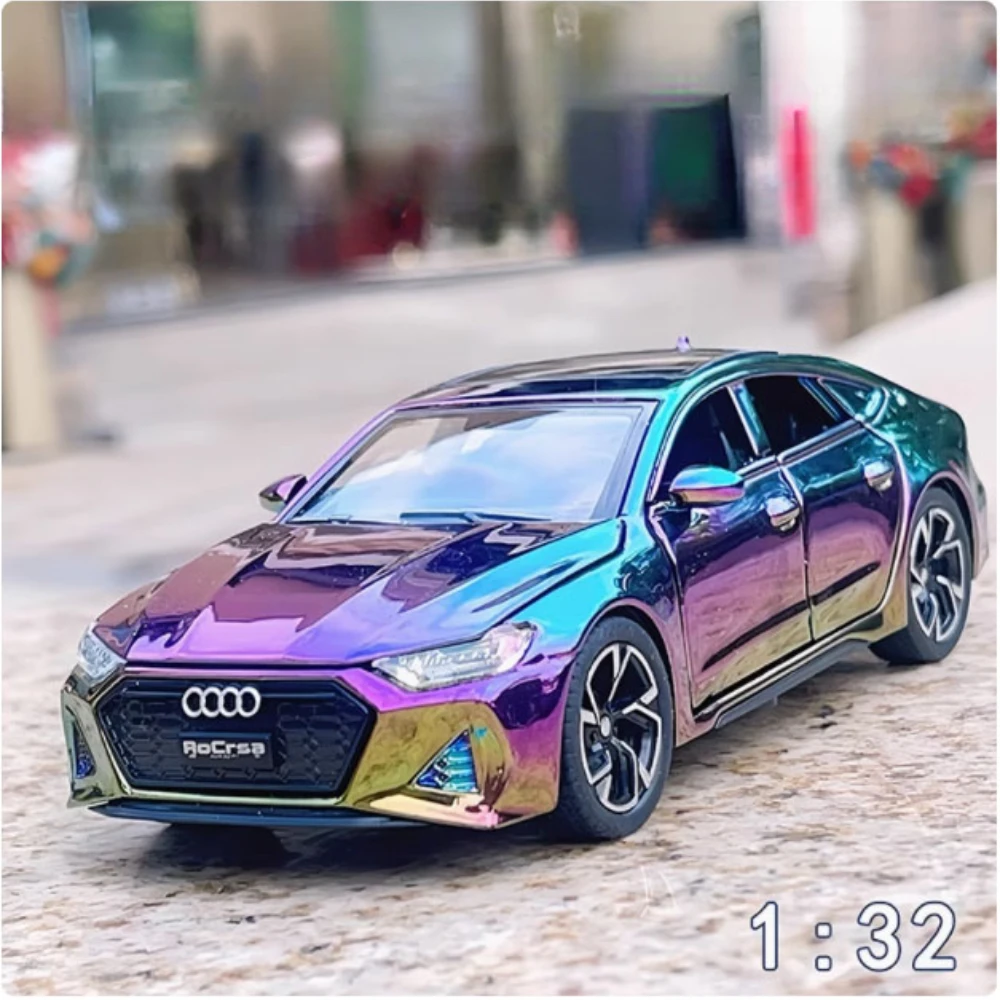 1:32 ของเล่นElectroplate RS7 รุ่นกีฬารถโลหะผสมDiecast Miniature Supercars 6 ประตูเปิดเสียงดึงกลับสําหรับของขวัญเด็ก