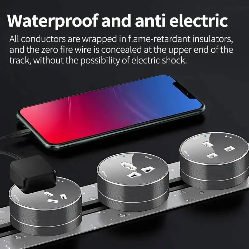 Electric Extension Sockets,Power Track Socket,Concea Hidden Tabletop Kitchen Outlet,UK EU US Standard USB Wall Outlets