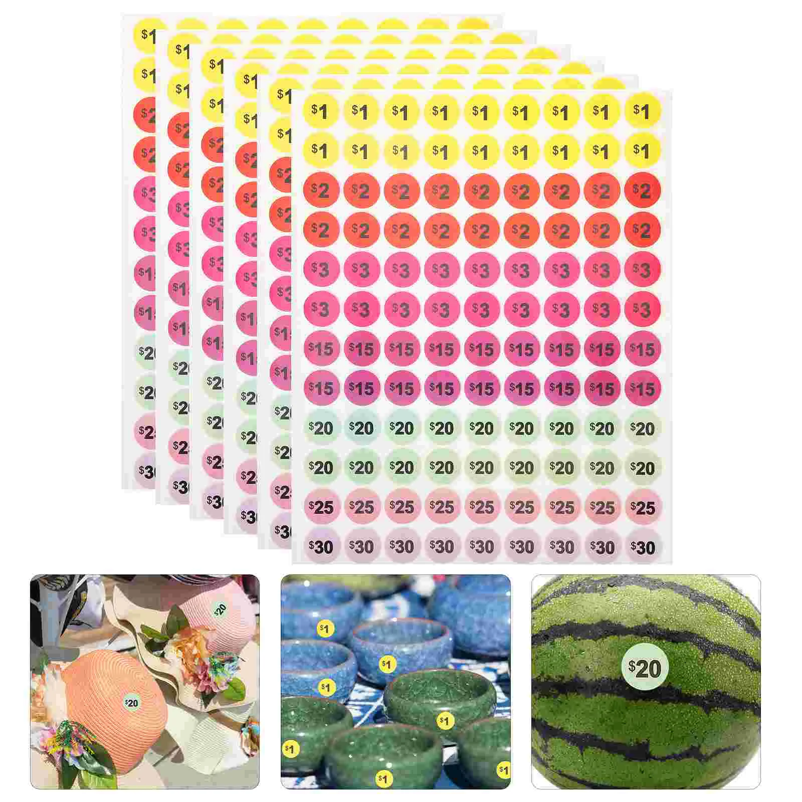 

30 листов наклеек ценовая этикетка ярлык цена двора рыночная круглая бирка для товаров гараж для малого бизнеса розничных магазинов