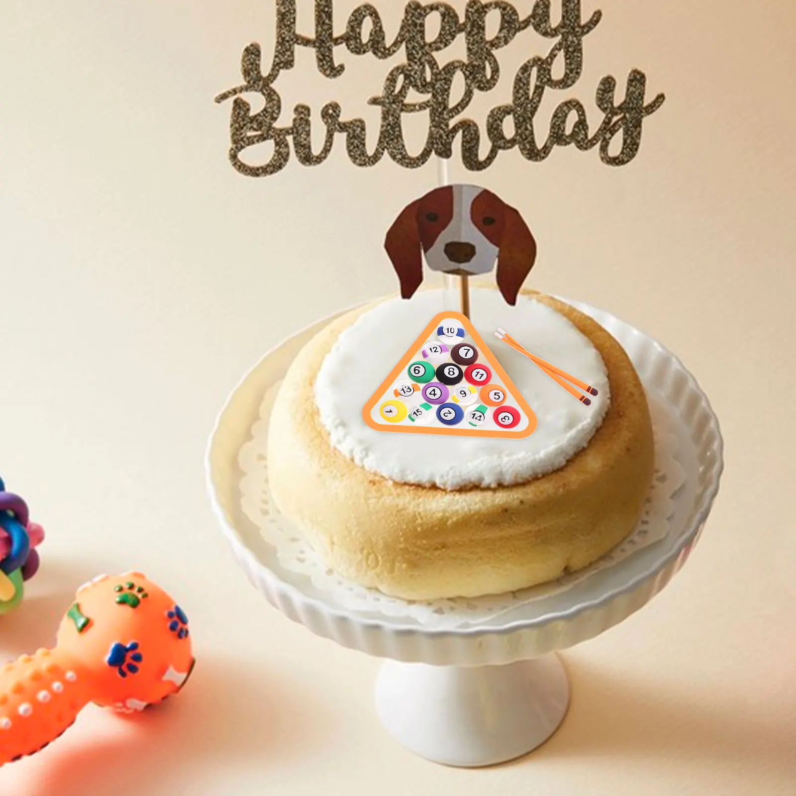 

2Sets Billiards Cake Ornament Flexible Glue Birthday Wedding Party DIY Baking Adornments Dessert Decoration Billiards Cake Decor