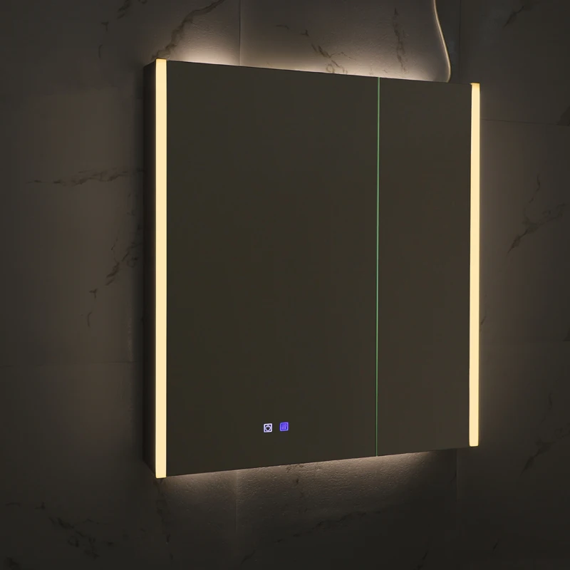 Gabinete de espejo de Baño Led de acero inoxidable, tablero de Material de gabinete de espejo inteligente con espejo