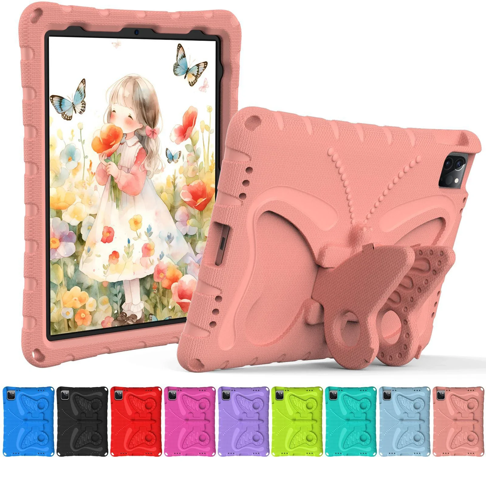

Cute Butterfly Stand Tablet Case For iPad Pro Air 4 5 6 7 8 9 10th Generation Mini 2024 M4 10.2 11 10.9 12.9 13 Cover Children