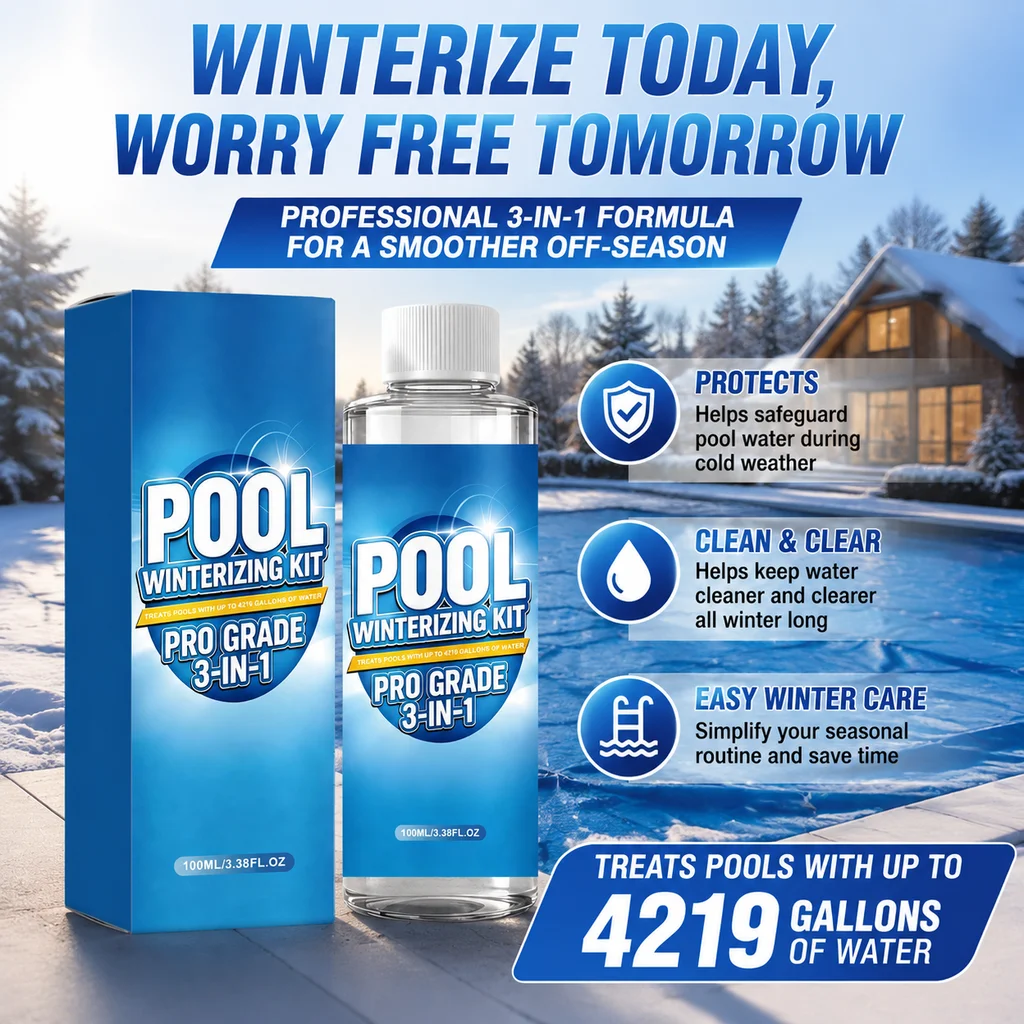 Pool Winterizer 3 in 1 Winter Closing Kit Algae Prevention Water Clarifier for Backyard Above Ground Inground Pools 100ml