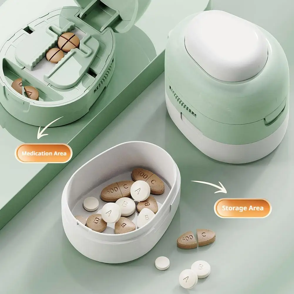 

Портативный органайзер для таблеток 2-в-1 с резаком для разрезания маленьких таблеток пополам и на четверти, а также для разделения больших таблеток, дорожный футляр для таблеток