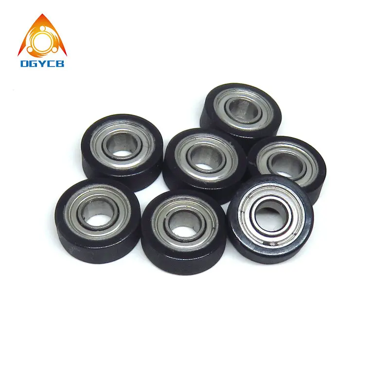 

100pcs 4x11x4 PU Coated Roller Bearing PU68411-4 Polyurethane Guide Pulley Wheel 4*11*4