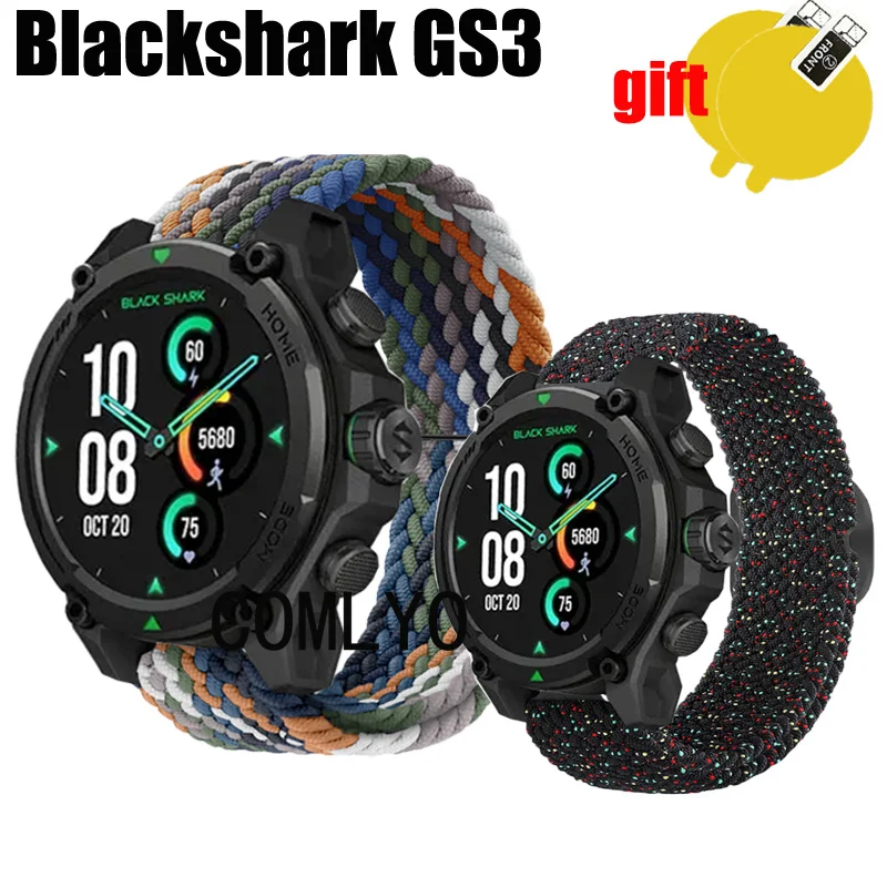 For Blackshark GS3 Strap Smart watch Women men Band Nylon Belt Adjustable Soft Breathable Wristband Screen Protector Film