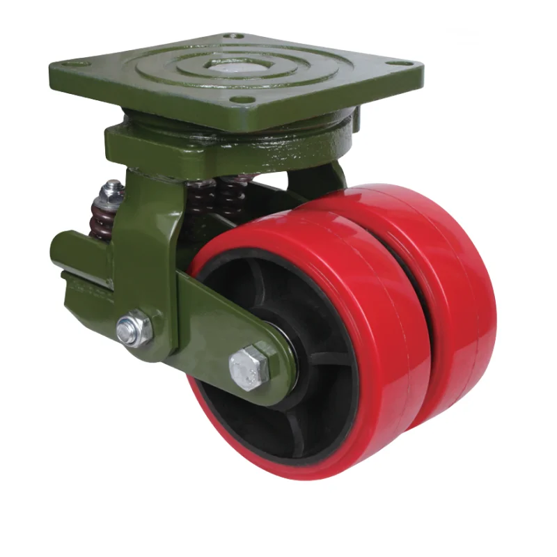 8 in High Load Capacity 2ton Industry Super Heavy    Trolley Swivel Caster Spring Shock-  sorbing Casters