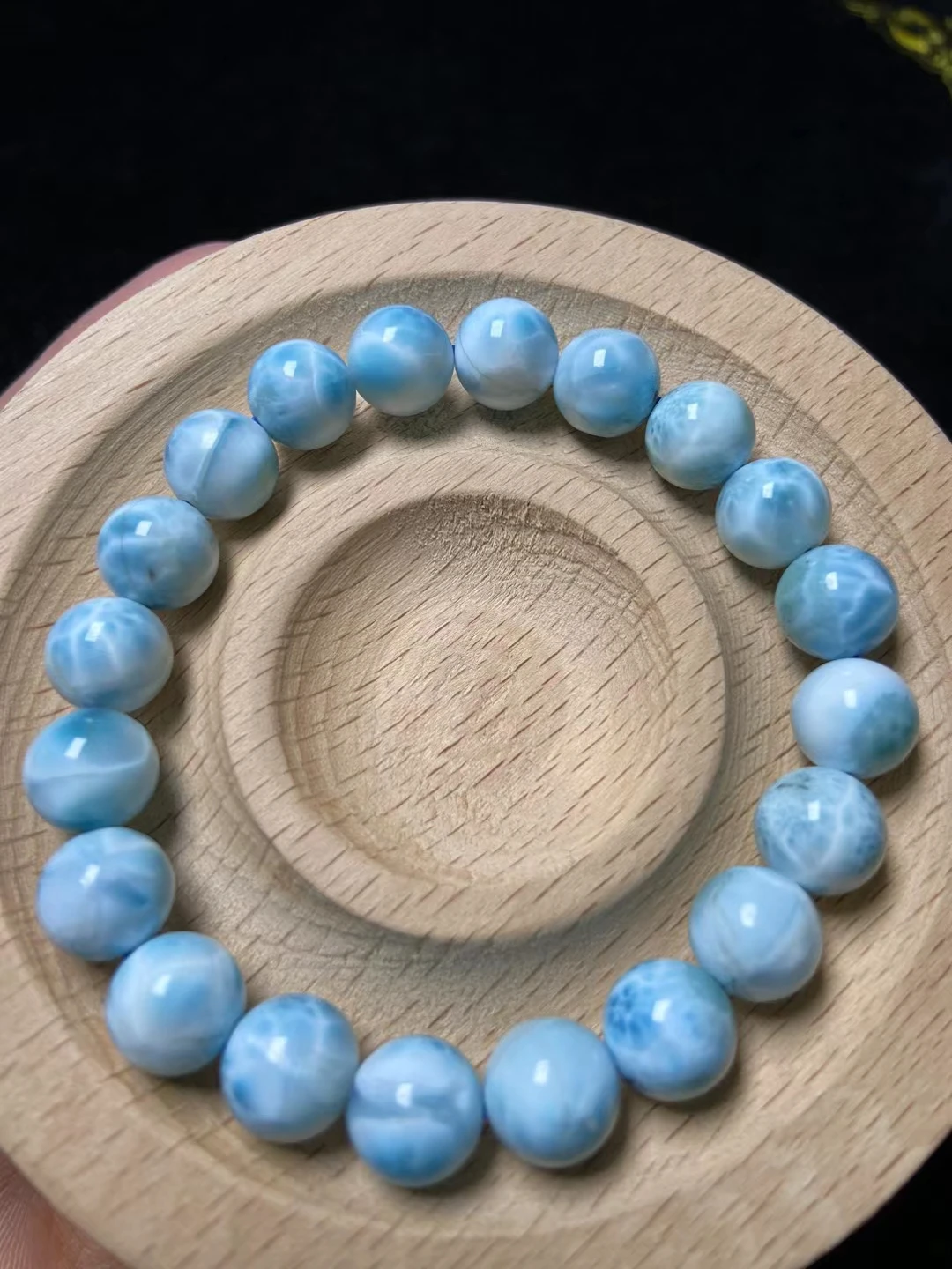 Natural Blue Larimar Gemstone Round Beads Bracelet Pattern Jewelry 9.5mm Blue Larimar Women Men AAAAAAA