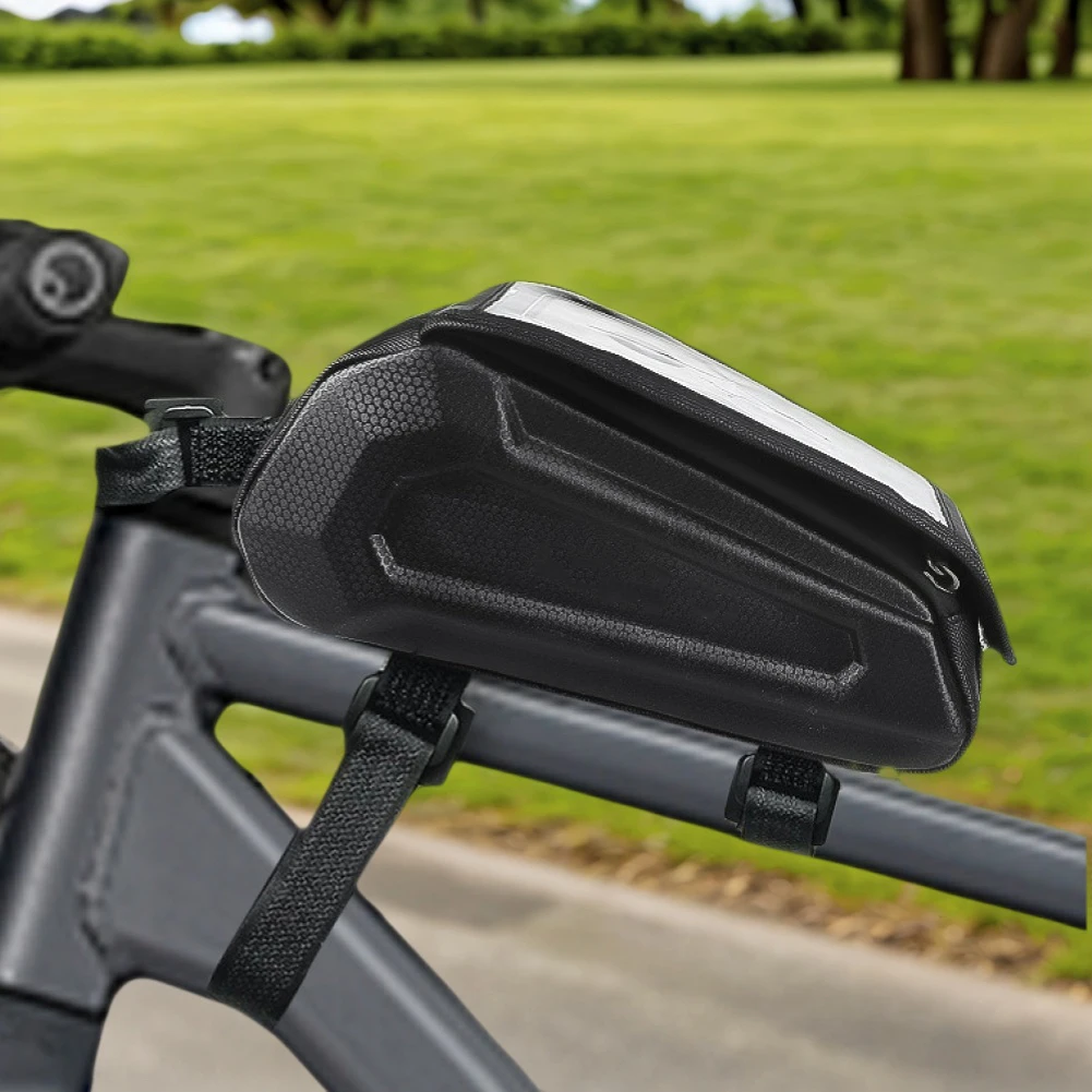 

Bike Front Frame Bag Bike Phone Holder Bag Waterproof Bicycle Top Tube Bag Double Zipper Cycling Pouch for Phones Under 6.5 Inch