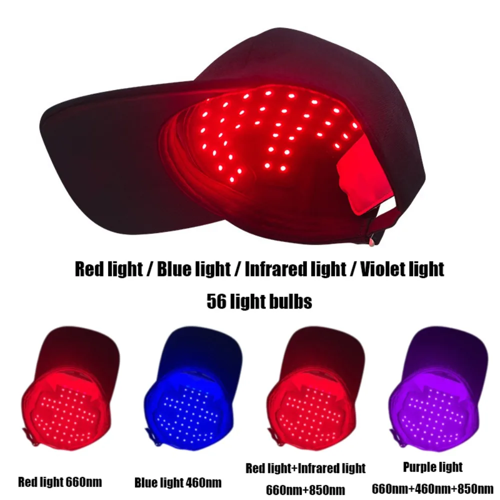 Infrared Light Red Light Hair Cap Red Blue Purple Light 56/100 LED Hair Growth Cap Anti Hair Loss Hair Regrowth LED Haircare Cap