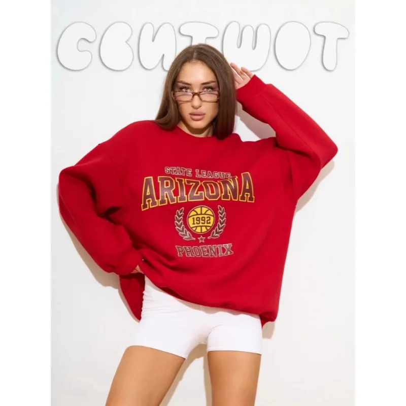 

Womens Oversized Hoodies Crew Neck Sweatshirts Fleece Long Sleeve Pullover Y2K Clothes 2025 Fall Trendy Outfits