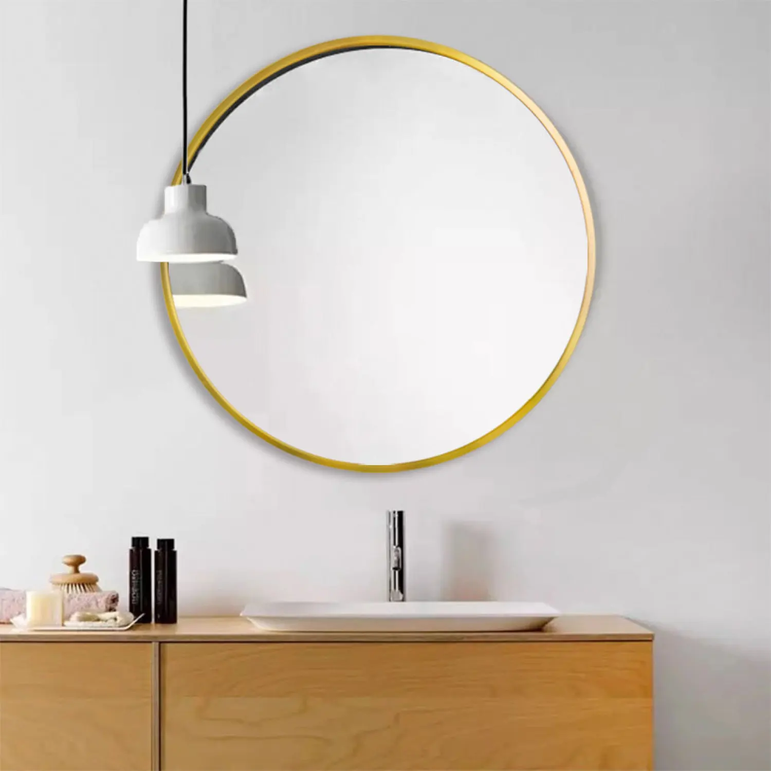 

28" Tempered Gold Circle Mirror for Bathroom, Living Room, Bedroom.