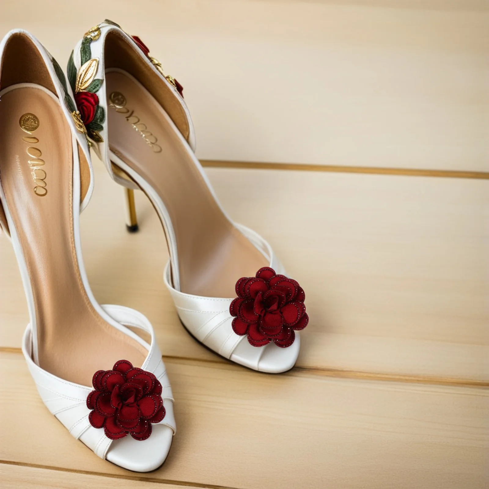 2 قطعة مشابك أحذية الورد حجر الراين مشبك زهرة قابل للفصل لأحذية الزفاف حذاء نسائي بكعب عالٍ زهرة اصطناعية