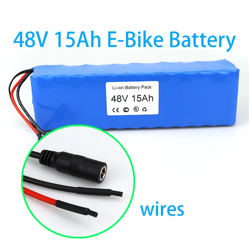 

48V E-Bike Battery 48V pack 15Ah 13S3P battery pack cable + DC5521 Li-ion Battery