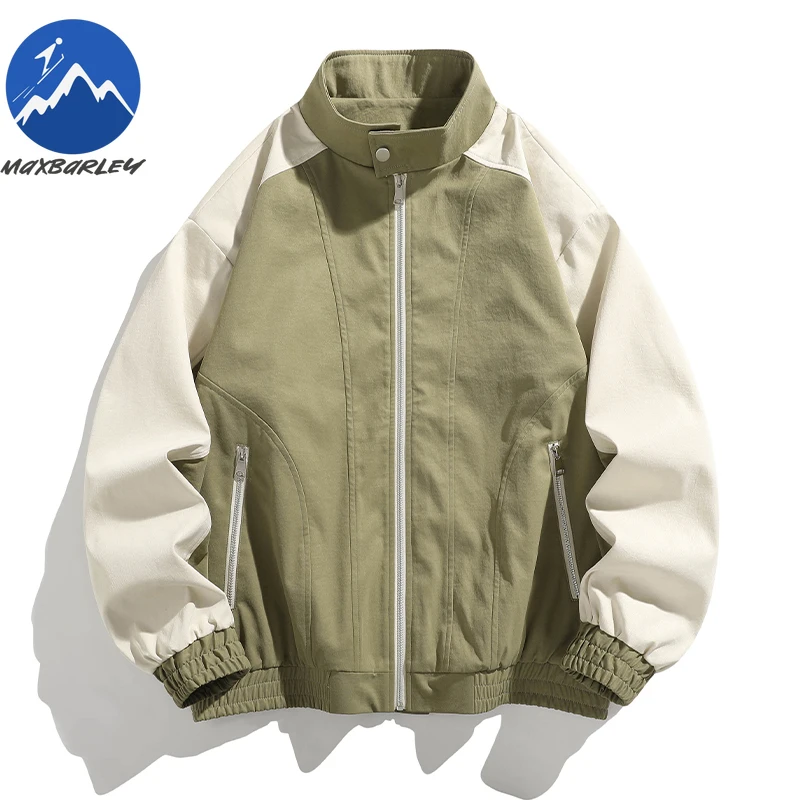 

Maxbarley Mens Jacket Patchwork Stand Collar Outdoor Adventure Durable Coat Casual Daily Comfort Lightweight Autumn Clothing