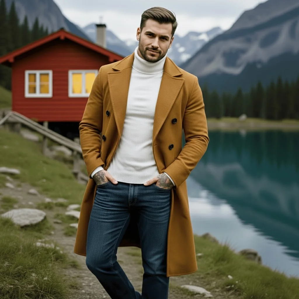 

Новинка: Мужской модный двубортный шерстяной плащ-тренч, утепленный, для осени и зимы