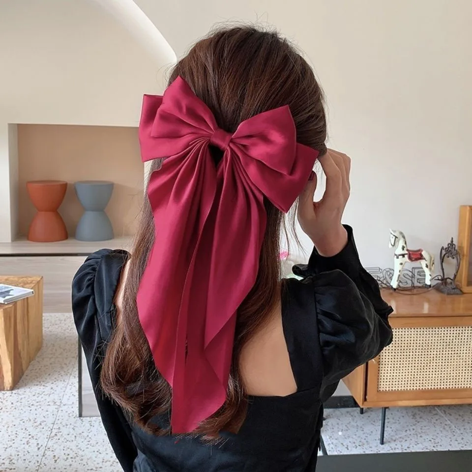 Elegant Bow Ribbon Hair Clip Women Fashion Solid Bowknot Satin Hairpin Barrettes Girls Ponytail Clip Hair Accessories Hot sales