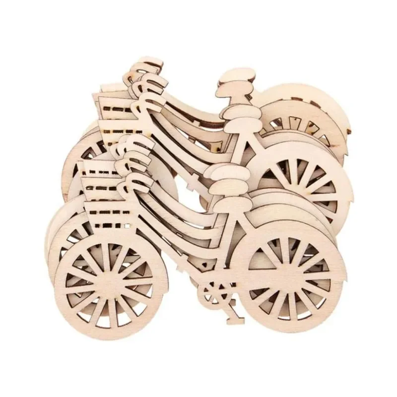 

10PCS Wooden Bicycle Ornaments DIY Handmade Bike Cutout Veneers Slices Crafts for Home Christmas Birthday Engagement