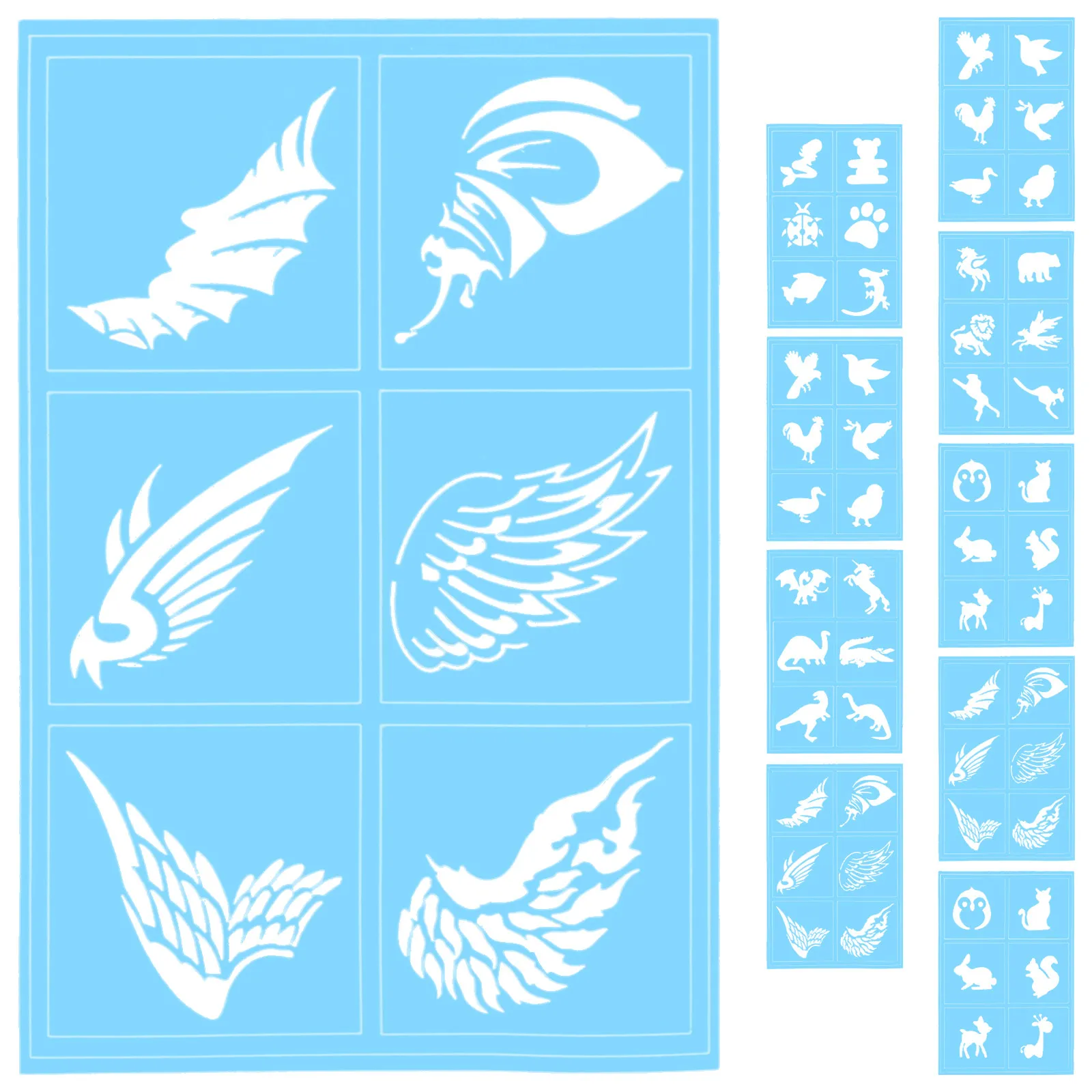 

10Pcs Face Tattoo Stencils Smooth Reusable Paper PVC Templates for Face Painting Makeup Glitter Tattoos DIY Craft Templates