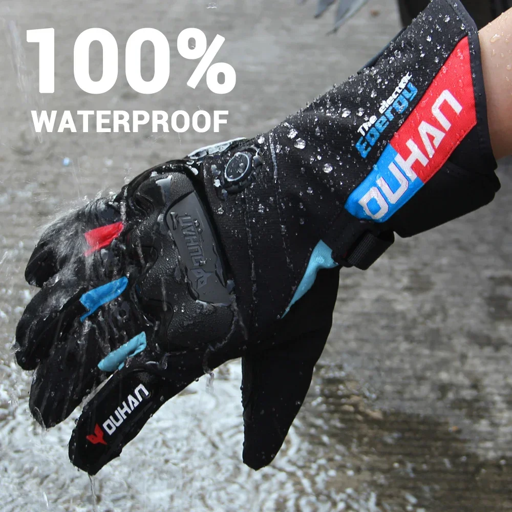 Heating Gloves Battery Powered Winter Thermal Motorcycle Heating Gloves Riding Waterproof Motorcycle Touch Screen Gloves