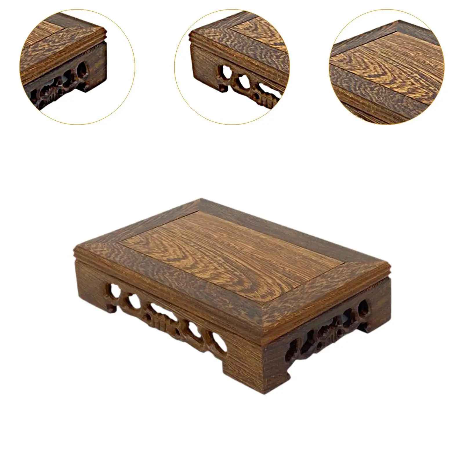 Ornament Display Stand Flower Pot Base Home Decoration Retro Design Wooden Planter Stand Fishbowl Stand for Living Room Patio