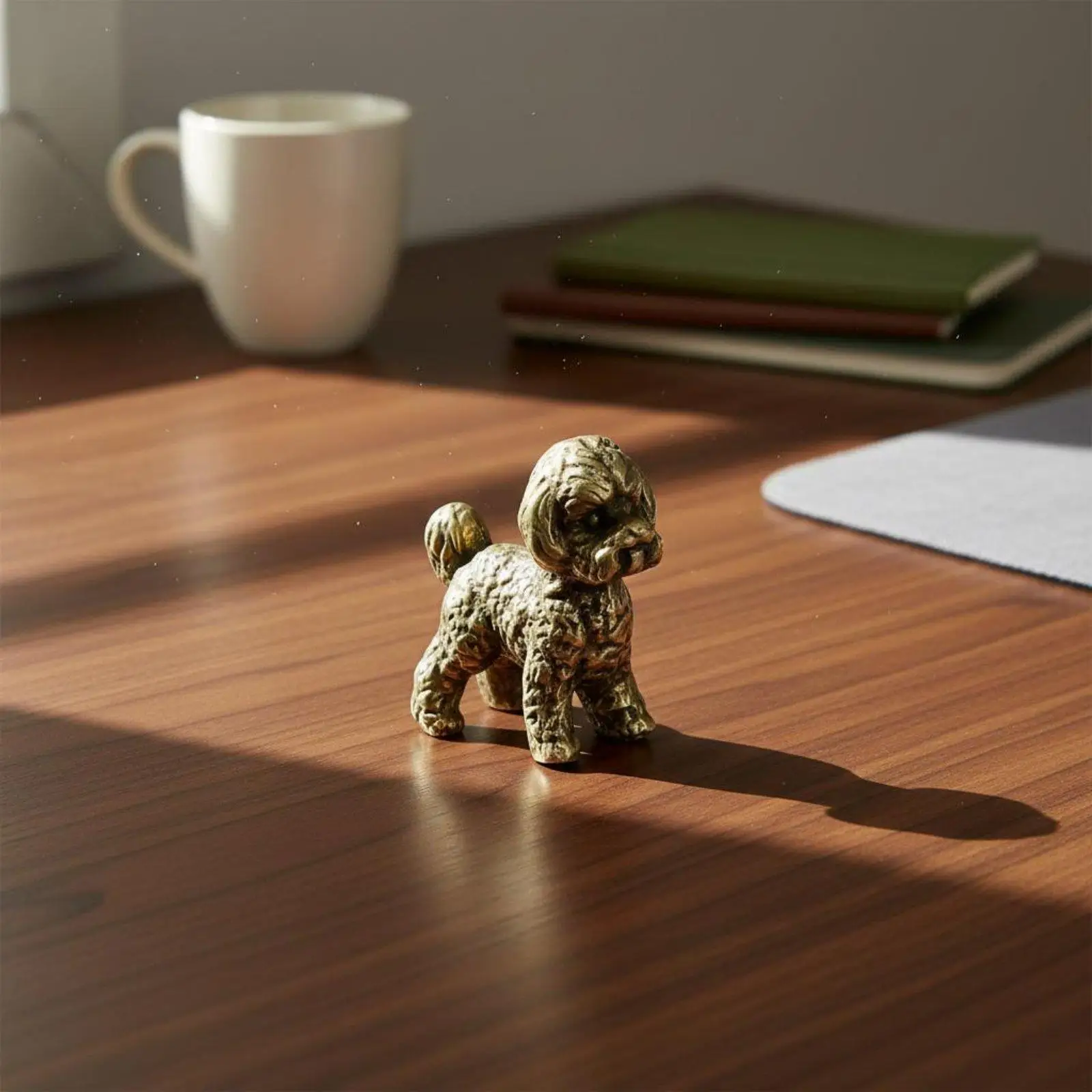Miniature Stuffed Dog Ornament Collectible Solid Brass Dog Figurine Cute Brass Poodle Statue for Collectors, Desk, Car - view 5