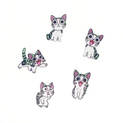 30pcs Wooden Sewing Buttons Scrapbook Cat Mixed Two Holes Costura  Decorate  sewing accessories