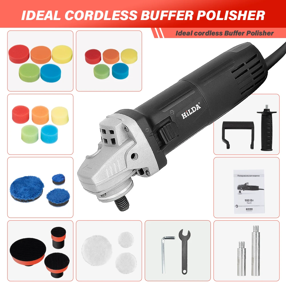 HILDA Adjustable Car Electric Polisher 3 Inch Waxing Machine Car Furniture Automobile Car Polishing Polishing Power Tools
