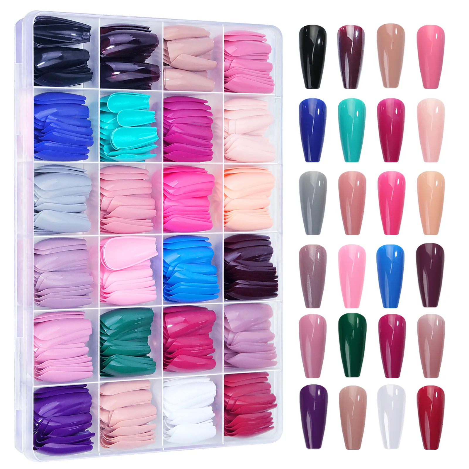 576Pc False Nail Press On Acylic Nails Extension Square Ballet Almond Full Cover Soft Gel Tips Extension DIY Manicure Kits Tools
