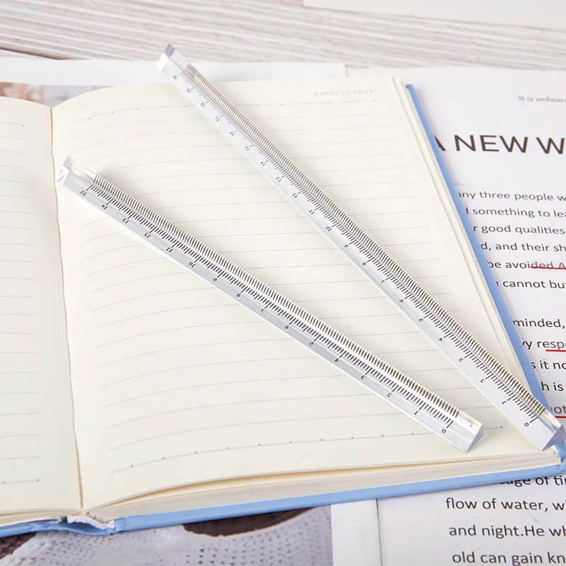 Righello dritto triangolare trasparente semplice strumenti Kawaii cancelleria per studenti disegno di cartoni animati regalo strumenti di misurazione per la scuola dell'ufficio