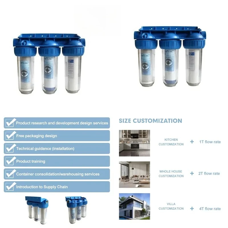 Customized Non Electric Reverse Osmosis Water Purifier Level 3 100GPD RO Filtration System Household Appliances