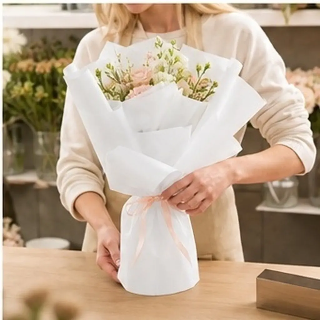 flower-wrapping-paper-roll-kraft-texture-soft-flexible-smooth-surface-elegant-minimalist-design-for-bouquet-packaging-gift