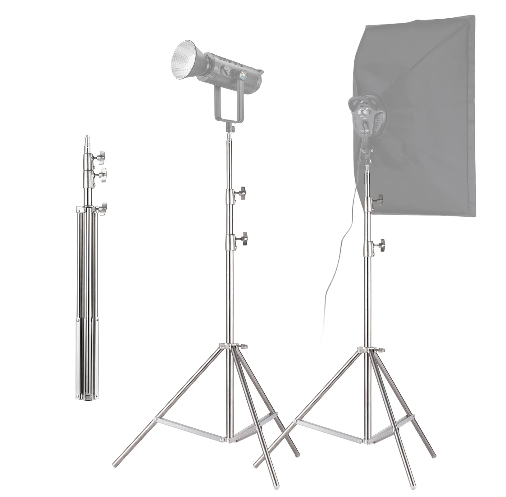 

Universal 2M/79in Adjustable Metal Tripod Light Stand 1/4in Screw Stainless Steel 2 Sections Adjustable 3kg/6.6lbs Load Capacity