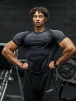 2025 New style Men's High Elastic Quick Dry Sports Shark T-Shirt Tight Workout Breathable Summer Gym Trendy Short sleev