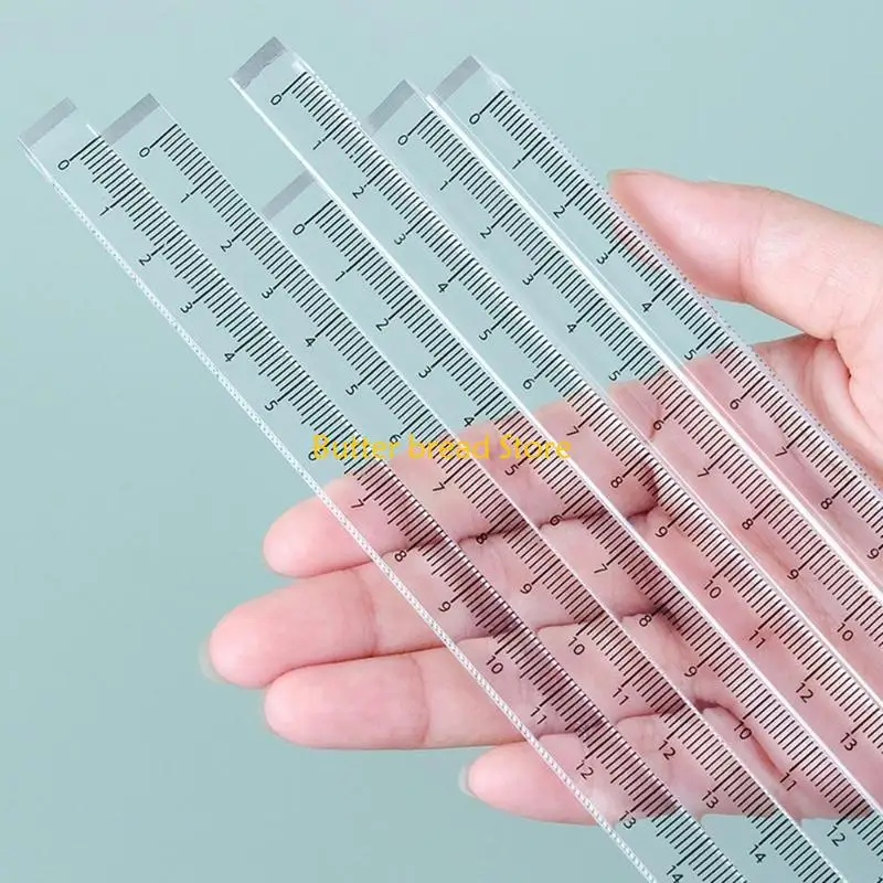W89C 15cm/20cm/30cm Plastic Ruler Portable Mathematics Ruler for Artists Designers