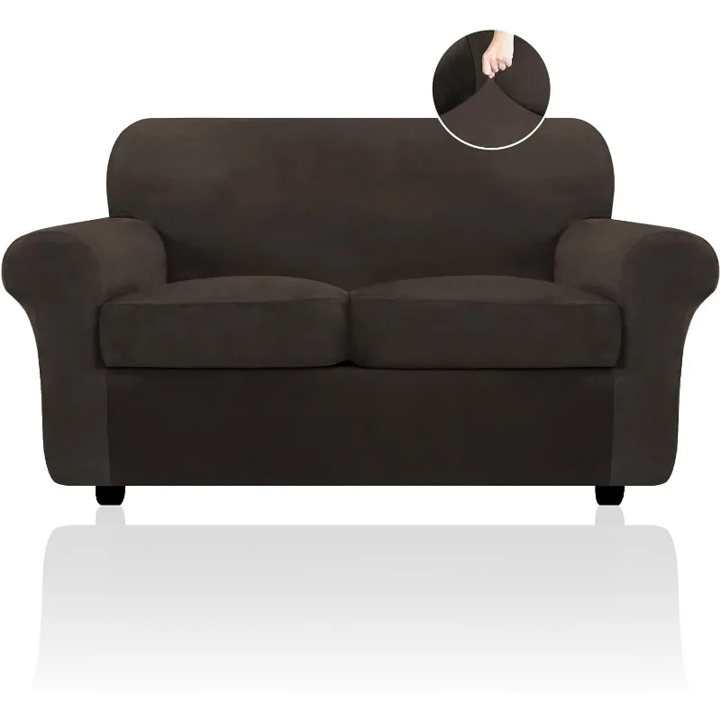 

Velvet Sofa Covers for 2 Cushion Couch Sofa Slipcovers for 2 Seat Cushion Couch, Stretch Love Seat Couch Covers, 3 Pie